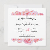 ピンクピーチバラ卒業パーティー招待状 招待状 (正面)