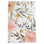 ピンクピーチパステルフローラオリーブブラウンウォーター色 ミディアムペーパーバッグ (正面)