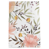 ピンクピーチパステルフローラオリーブブラウンウォーター色 ミディアムペーパーバッグ (裏面)