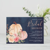 ピンクピーチパンプキンフローラネイビーブルーブライダルシャワー 招待状 (スタンド正面)