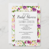 ピンクピーチパープルブルゴーニュフローラブライダルシャワー 招待状 (正面)