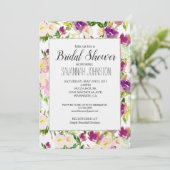 ピンクピーチパープルブルゴーニュフローラブライダルシャワー 招待状 (スタンド正面)