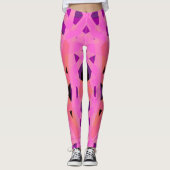 ピンクピーチパープルヨガフィットネスエクササイズバレンタイン レギンス (正面)