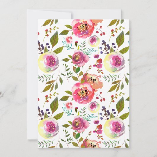 ピンクピーチフラワーズ結婚式招待状 招待状 (裏面)