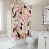 ピンクピーチフランスのキャットパリカフェシャワーカーテン シャワーカーテン (インサイチュ)