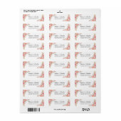 ピンクピーチフローラウォーターカラー金ゴールド差出人住所 ラベル (フルシート)