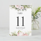 ピンクピーチフローラエレガントな結婚式のテーブル番号 (スタンド正面)
