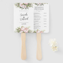 ピンクピーチフローラエレガントな結婚式プログラム