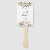 ピンクピーチフローラエレガントな結婚式プログラム ハンドファン (正面)