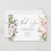 ピンクピーチフローラエレガントな結婚式 サンキューカード (裏面)