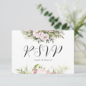 ピンクピーチフローラエレガントな結婚式 出欠カード (スタンド正面)