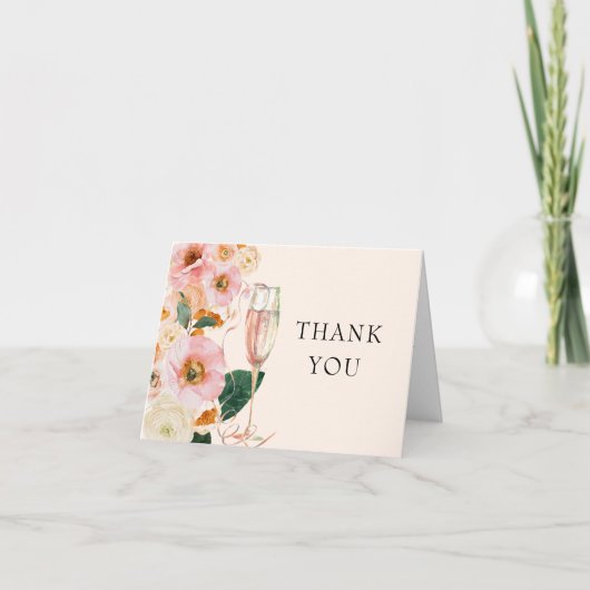 ピンクピーチフローラブライダルシャワー サンキューカード (正面)