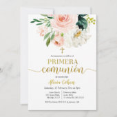 ピンクピーチフローラプリメラコムニオンインヴィタシオン 招待状 (正面)