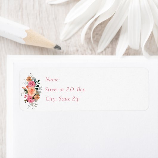 ピンクピーチフローラ水色ベビーガールシャワー ラベル