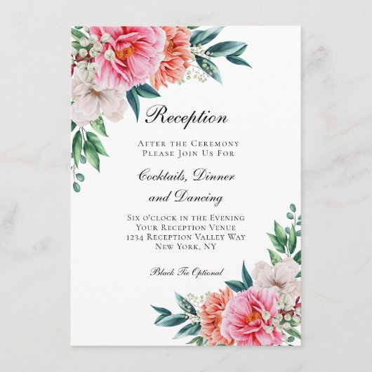 ピンクピーチフローラ結婚披露宴エンクロージャカード エンクロージャーカード (正面)