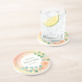 ピンクピーチブライダルブランチフローラサンドストーンコースター コースター (側面)