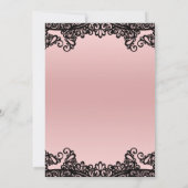 ピンクピーチブラックインクレースエレガントブライダルシャワー 招待状 (裏面)