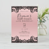ピンクピーチブラックレースダーティ30 30th誕生日 招待状 (スタンド正面)