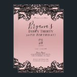 ピンクピーチブラックレースダーティ30 30th誕生日 招待状<br><div class="desc">カスタマイズイベント</div>