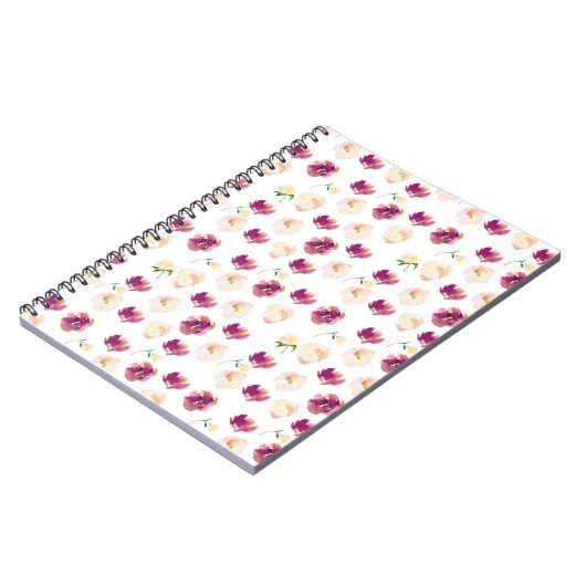 ピンクピーチブルガンディーウォーターのカラーフローラ ノートブック (左側)