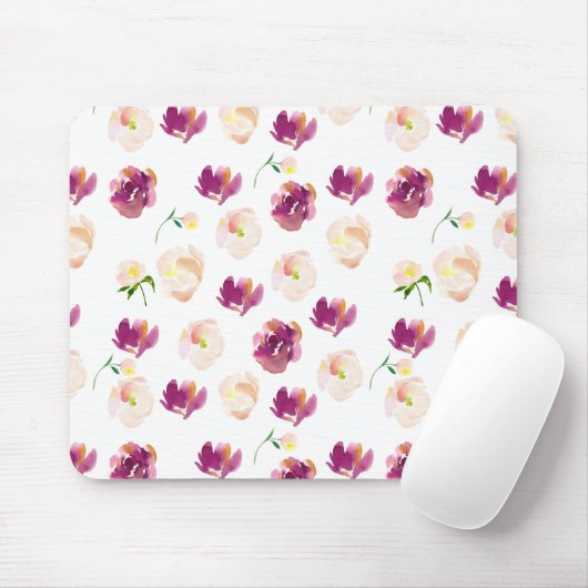 ピンクピーチブルガンディーウォーターのカラーフローラ マウスパッド (マウス)