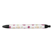 ピンクピーチブルガンディーウォーターのカラーフローラ 黒ボールペン (正面)