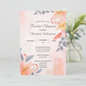 ピンクピーチブルーコーラルフローラブライダルシャワー 招待状 (スタンド正面)