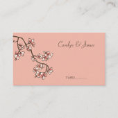 ピンクピーチブロッサム春の花アジ結婚アン プレイスカード (正面)