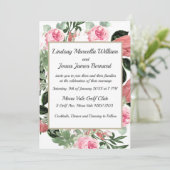 ピンクピーチマグノリアフローラ結婚式招待状 招待状 (スタンド正面)