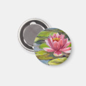 ピンクピーチリリーオンイエローグリーンパッド冷蔵庫用マグネット マグネット (正面/裏面)