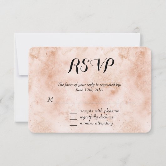 ピンクピーチ抽象芸術RSVP 出欠カード (正面)