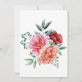 ピンクピーチ牡丹フローラ緑ブライダルシャワー 招待状 (裏面)