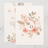 ピンクピーチ結婚フローラ 招待状 (正面/裏面)