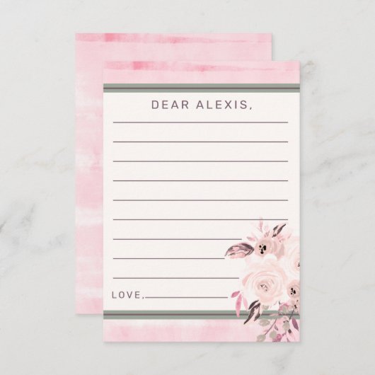 ピンクピーチ&クリームフローラベビーシャワータイムカプセル ノートカード (正面/裏面)