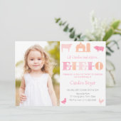 ピンクピーチEIEIOペット動物園ガールバースデーパーティー 招待状 (スタンド正面)