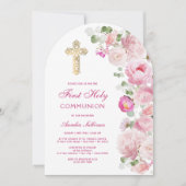 ピンクピーニーアーチファースト招待状 招待状 (正面)