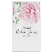 ピンクピーニーウォーターカラーブライダルシャワー スモールペーパーバッグ (裏面)