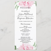 ピンクピーニーウォーターカラー結婚式 プログラム (正面)