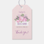 ピンクピーニーズウォーターカラーブライダルシャワー ギフトタグ (正面)