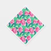 ピンクピーニーズウォーターカラープリント スタンダードランチョンナプキン (角)
