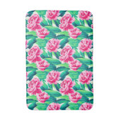 ピンクピーニーズウォーターカラープリント バスマット (正面縦)