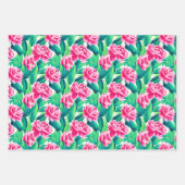 ピンクピーニーズウォーターカラープリント ラッピングペーパーシート (正面3)