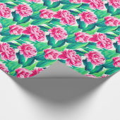 ピンクピーニーズウォーターカラープリント ラッピングペーパー (角)