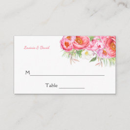 ピンクピーニーズウォーター色花模様座席表 プレイスカード