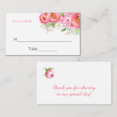 ピンクピーニーズウォーター色花模様座席表 プレイスカード (正面/裏面)