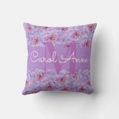 ピンクピーニーズパープルモノグラムフローラ クッション (裏面)