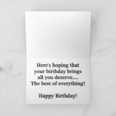 ピンクピーニーズラージフォント誕生日カード カード (内部)