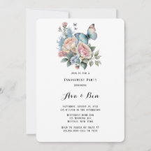 ピンクピーニーダスティブルーバタフライ婚約パーティ