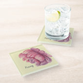 ピンクピーニービッグ開花 ガラスコースター (アングル)