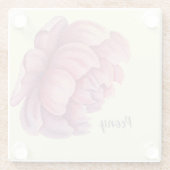 ピンクピーニービッグ開花 ガラスコースター (裏面)